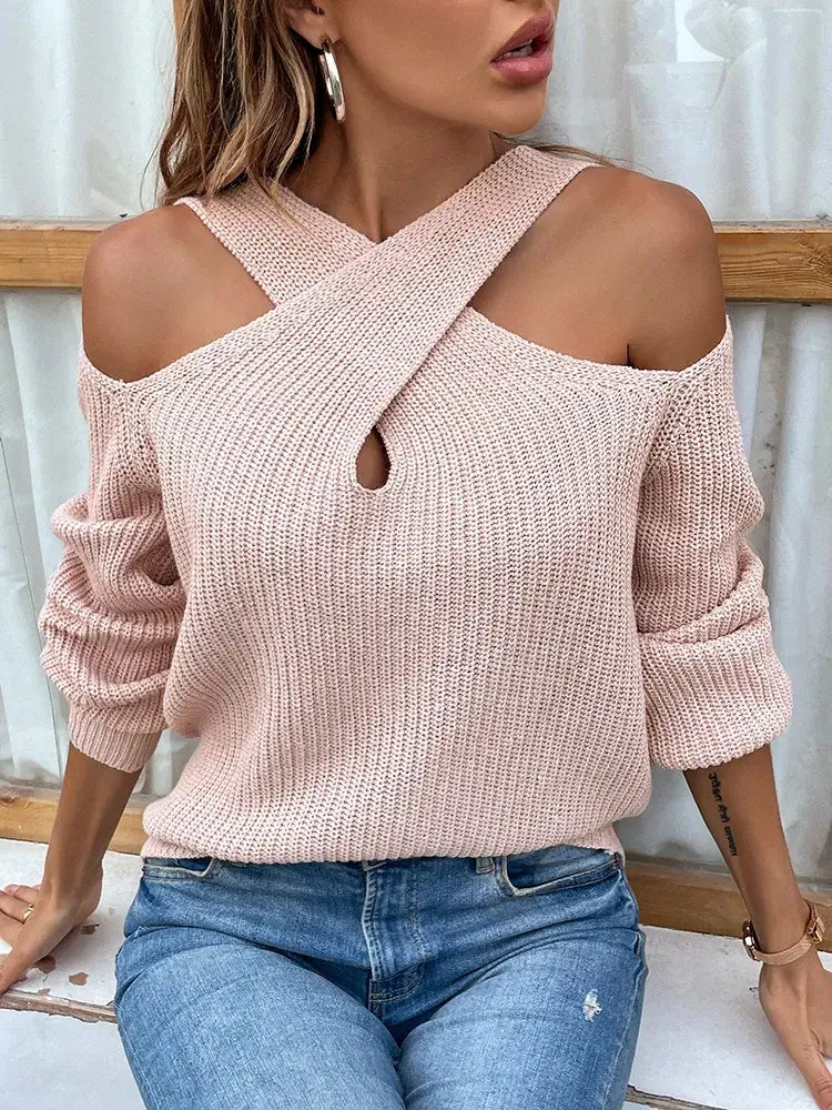 Suéter de Tricot Transpassado Canna