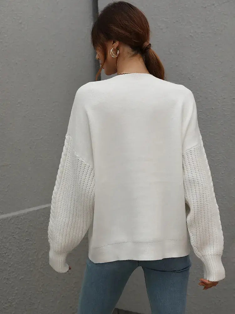 Suéter com Mangas de Tricot Blanc