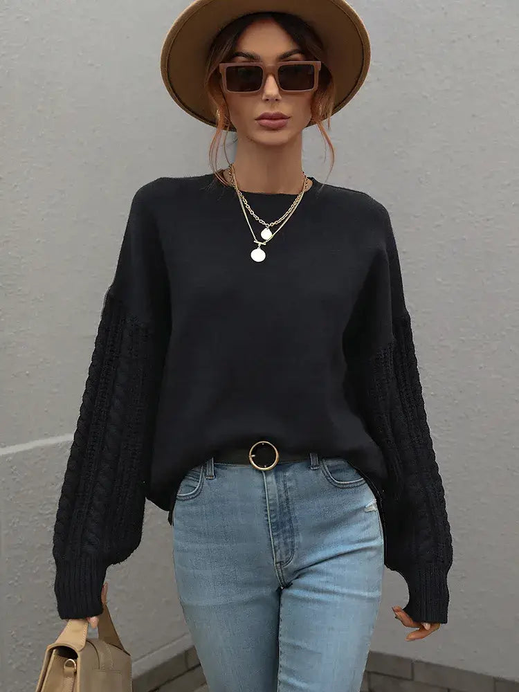 Suéter com Mangas de Tricot Blanc