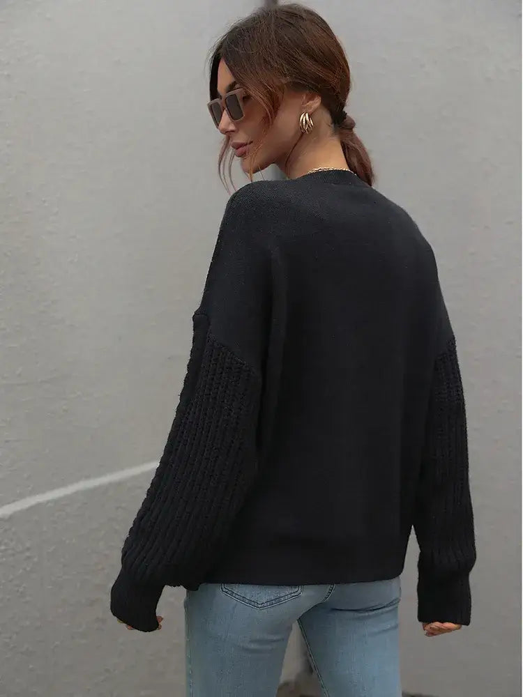 Suéter com Mangas de Tricot Blanc