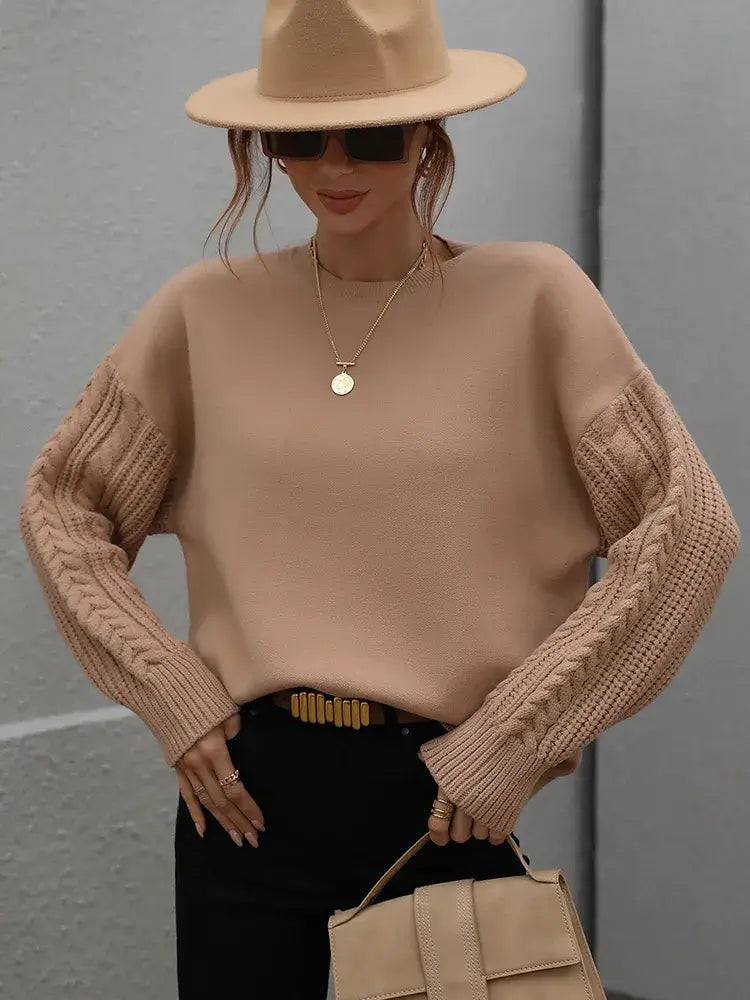 Suéter com Mangas de Tricot Blanc