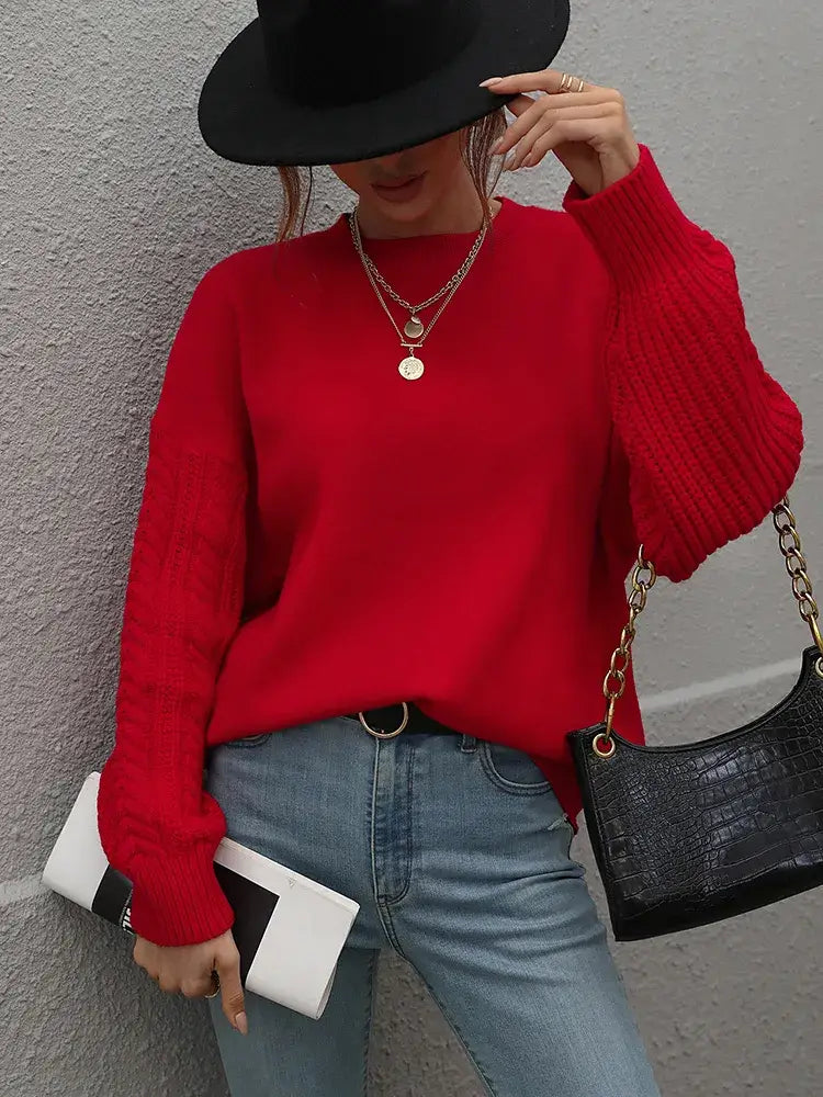 Suéter com Mangas de Tricot Blanc