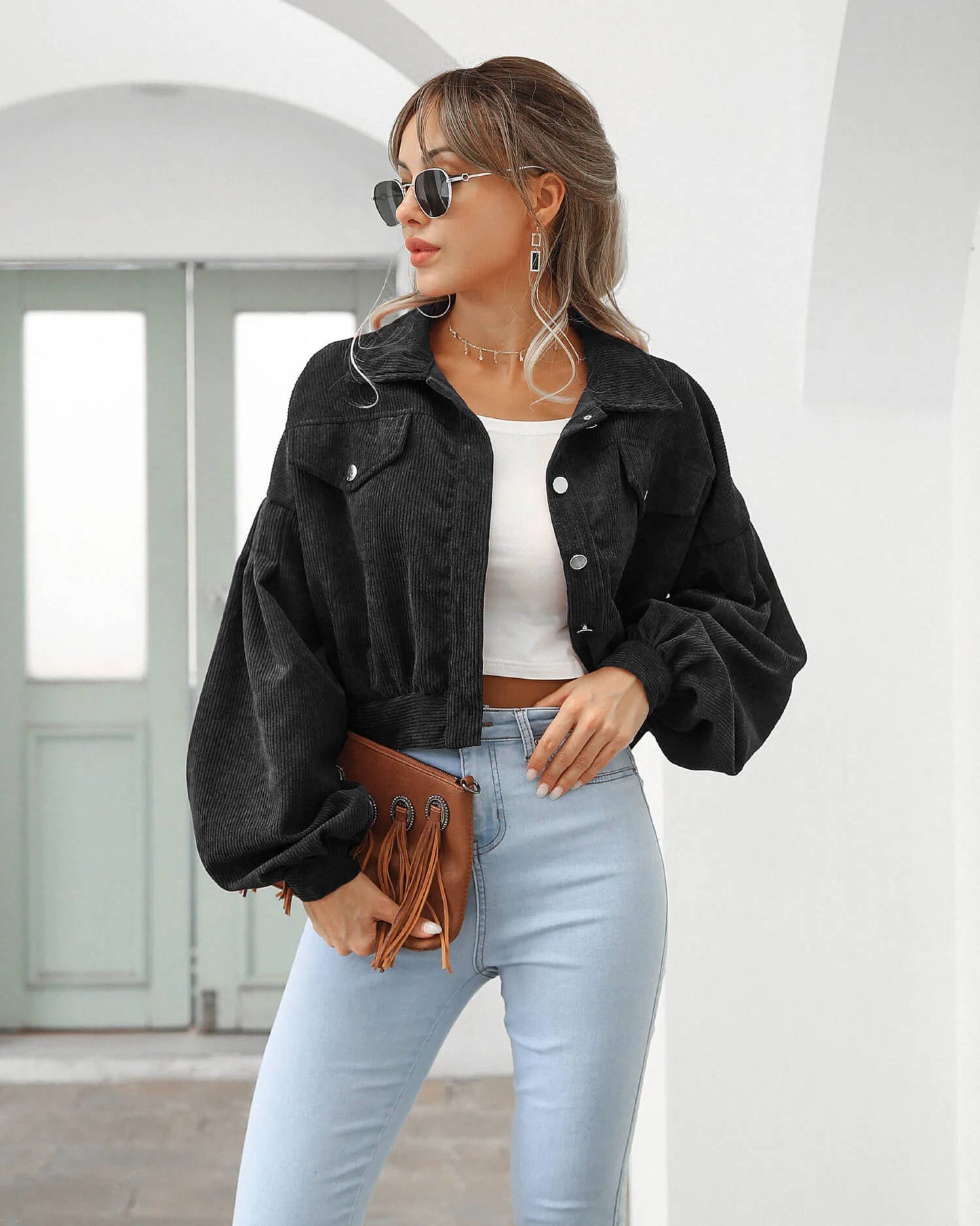 Jaqueta Bomber de Veludo Zoe