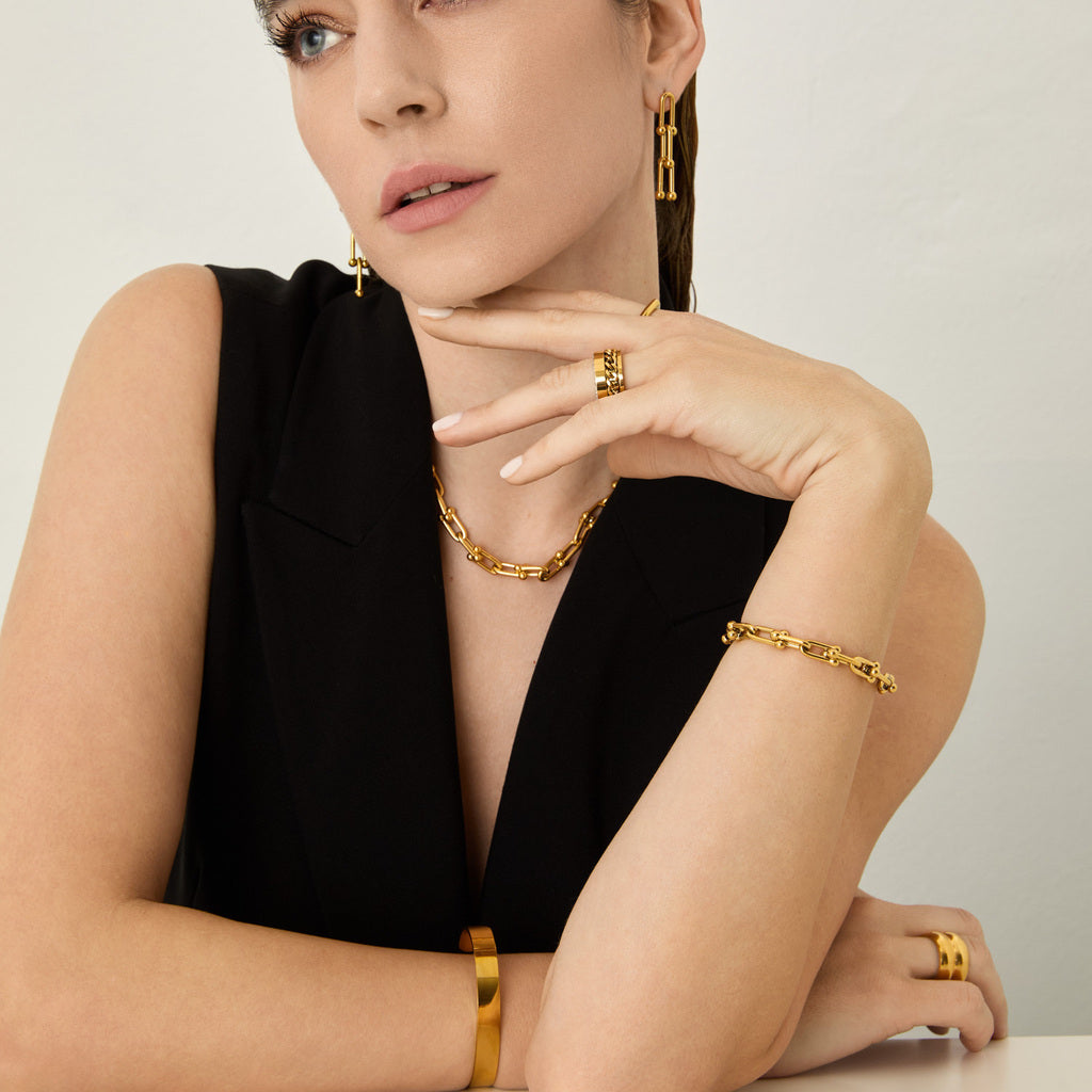 Conjunto Elos Monclé Banhado em Ouro 18k