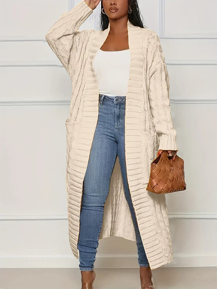 Cardigan Longo Ponto Aberto Roseau
