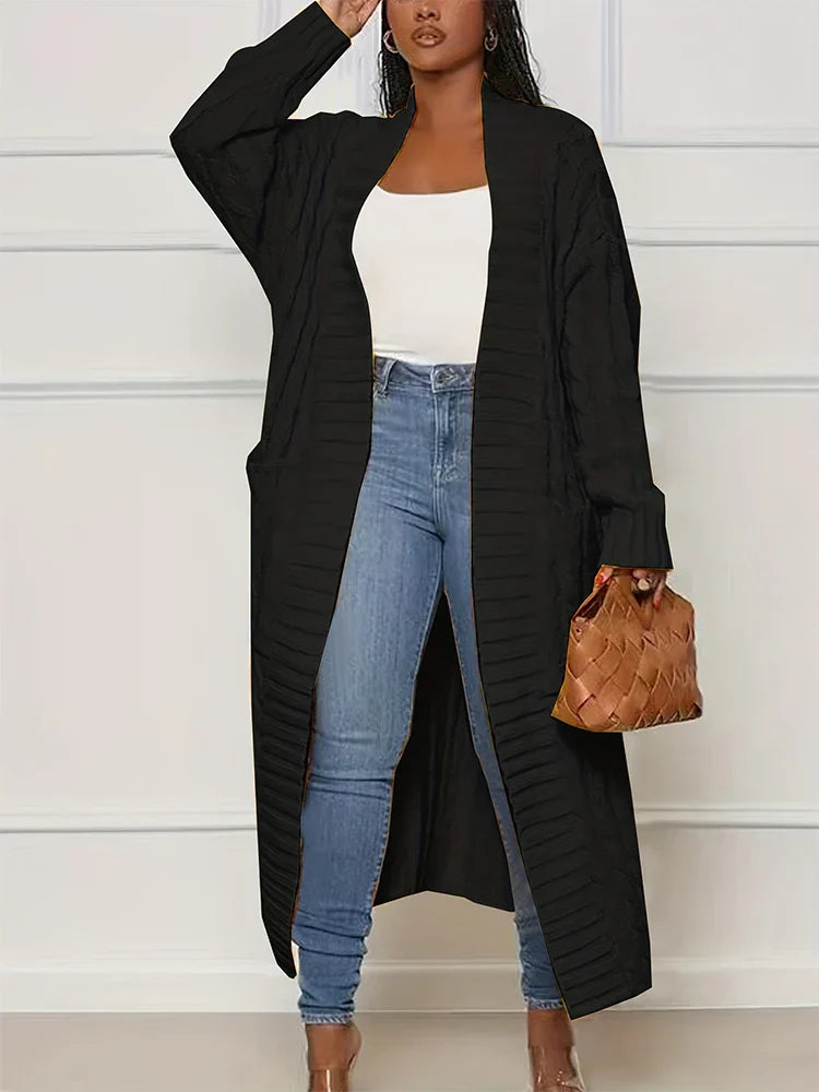 Cardigan Longo Ponto Aberto Roseau