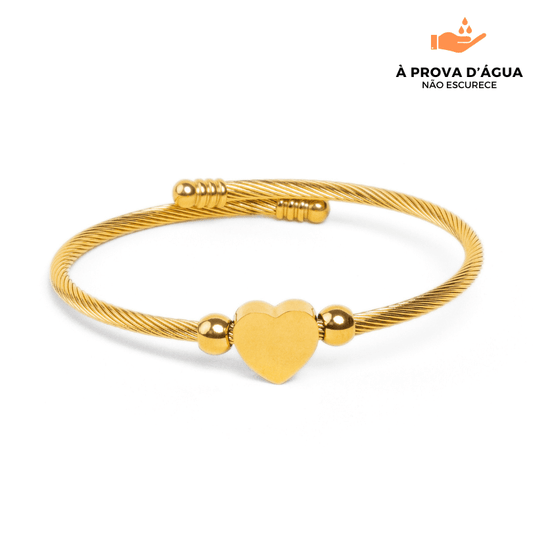 Bracelete de Coração Regulável Banhado em Ouro 18k
