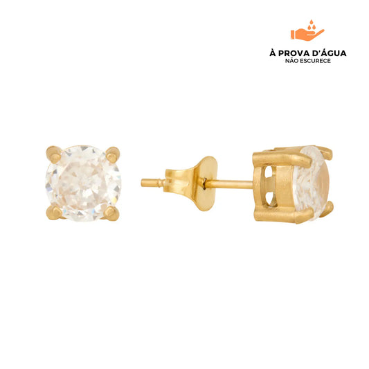 Brincos Solitário Banhados em Ouro 18k