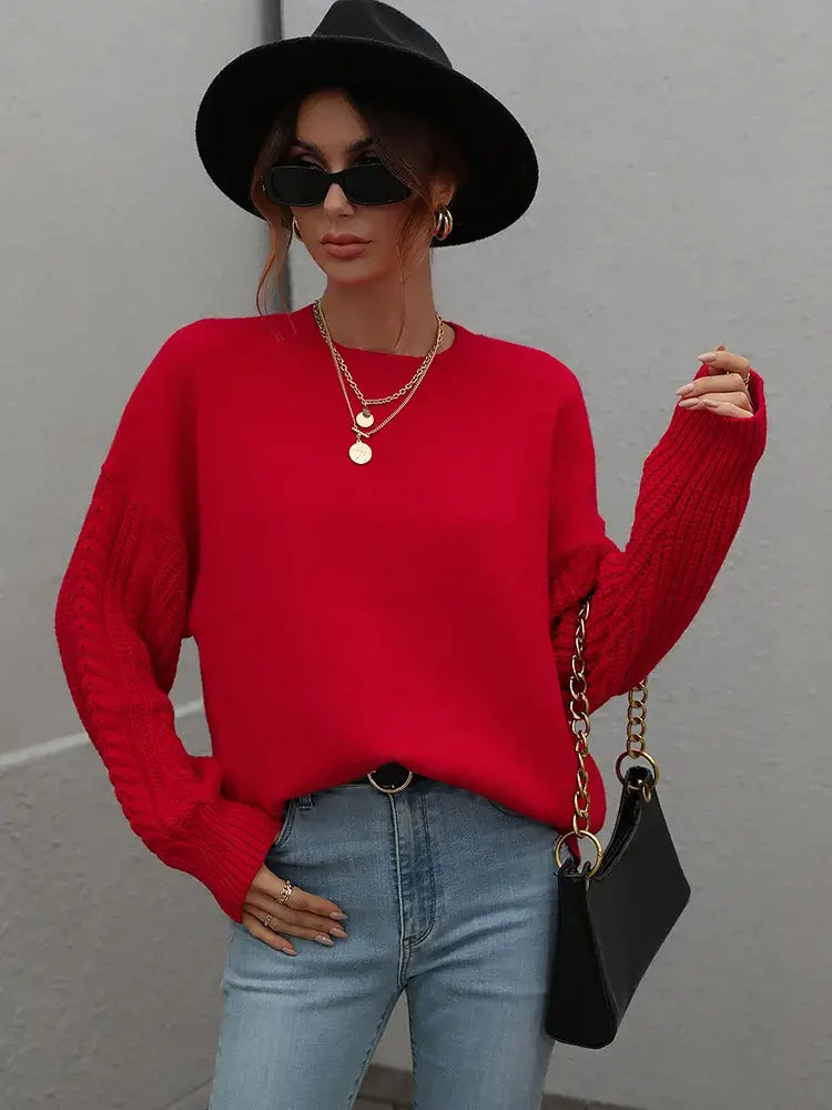 Suéter com Mangas de Tricot Blanc