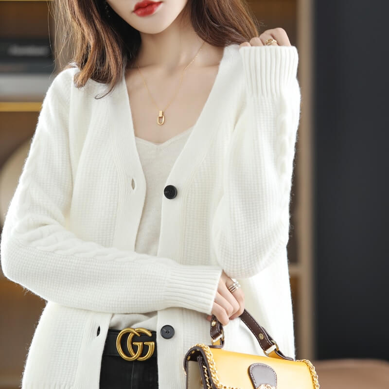 Cardigan Casual de Lã Temple