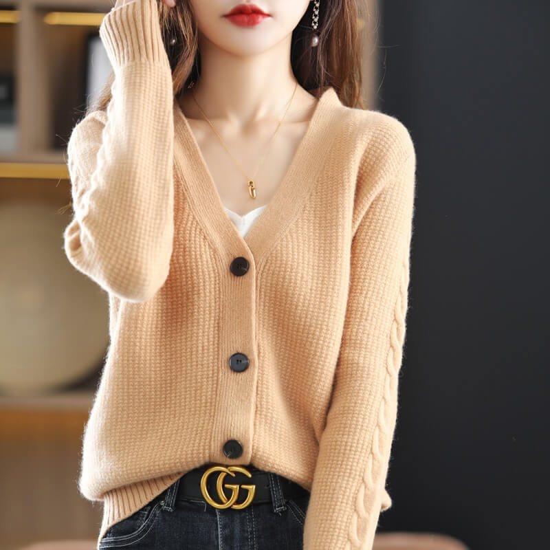 Cardigan Casual de Lã Temple