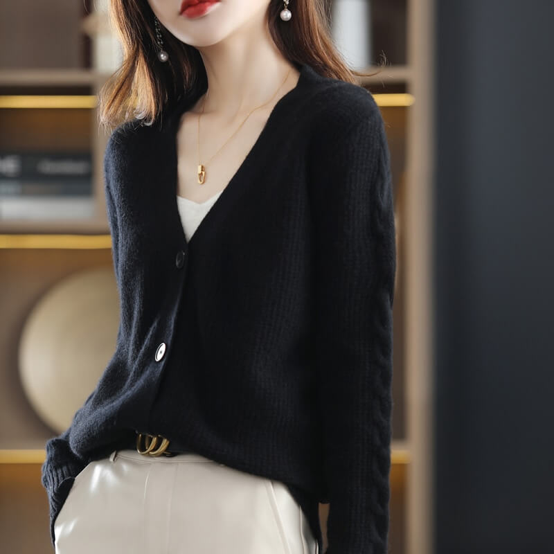 Cardigan Casual de Lã Temple