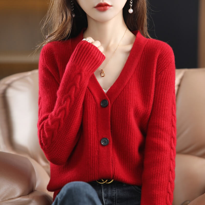 Cardigan Casual de Lã Temple